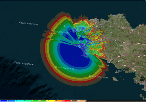 Radar coverage map using one station